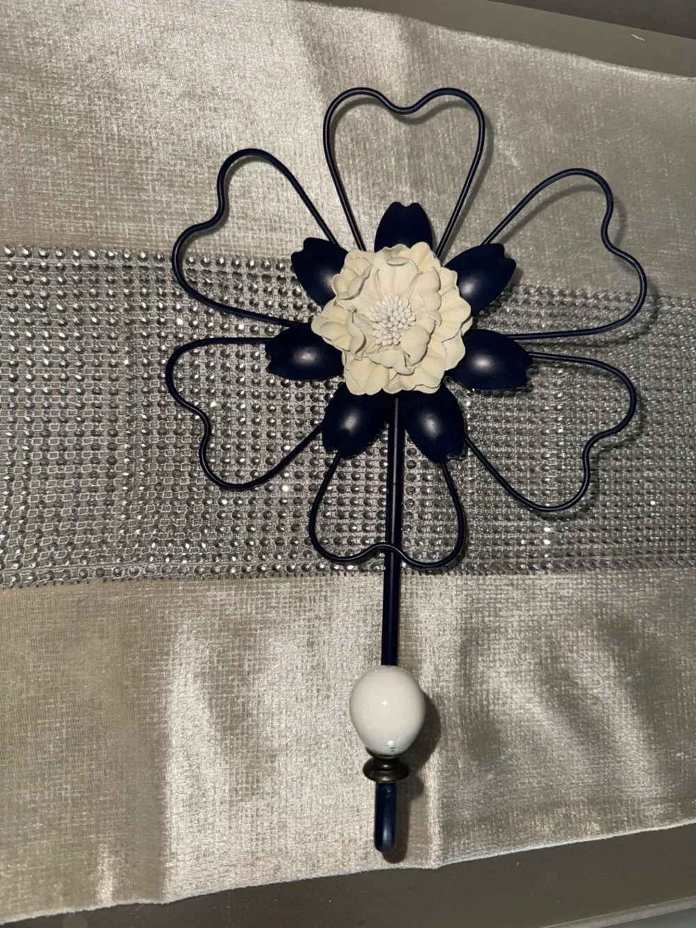 Like new, Hobby Lobby, navy blue floral wall hook